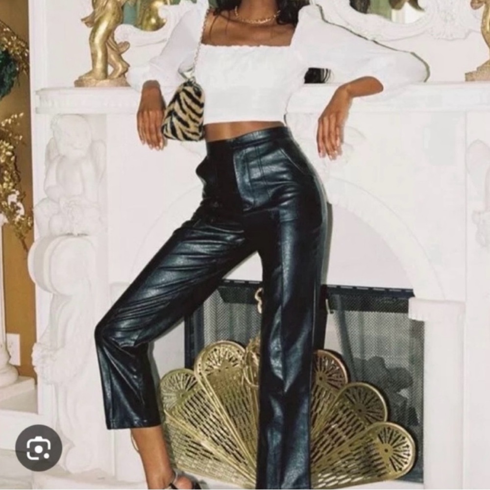 NEW Princess Polly Black faux Leather Pants